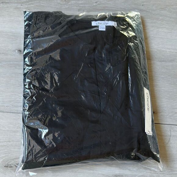 Chicos SS Tiered Maxi Dress Solid Black Color Size 3 NWT in packaging - Picture 5 of 7